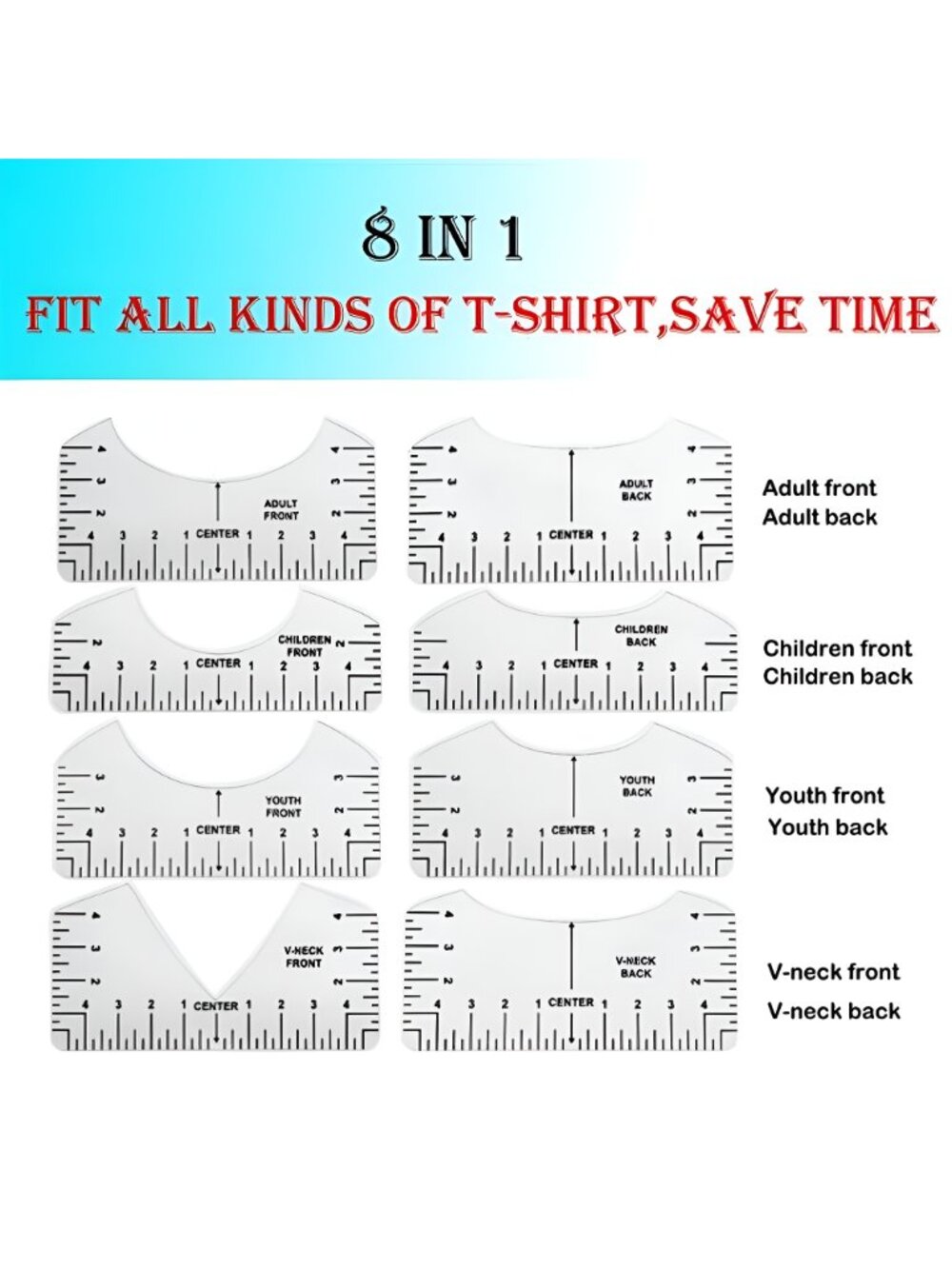 10 Packs Tshirt Ruler Guide Heat Press, Alignment Ruler Guide Tool - Picture 4 of 6
